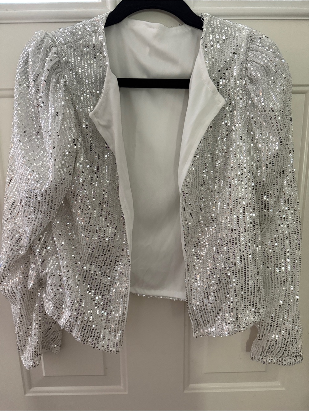 Silver Sequin Women's Jacket - Elegant Evening Coat